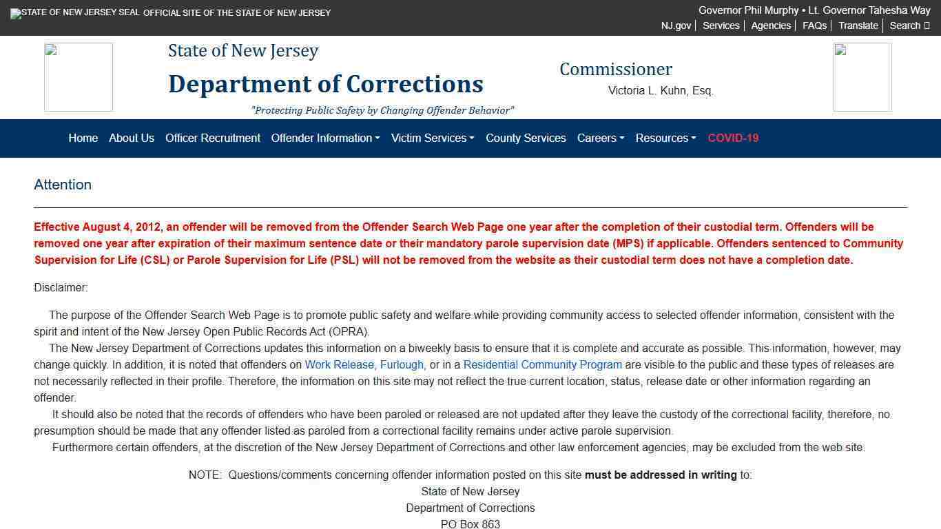 New Jersey Department of Corrections